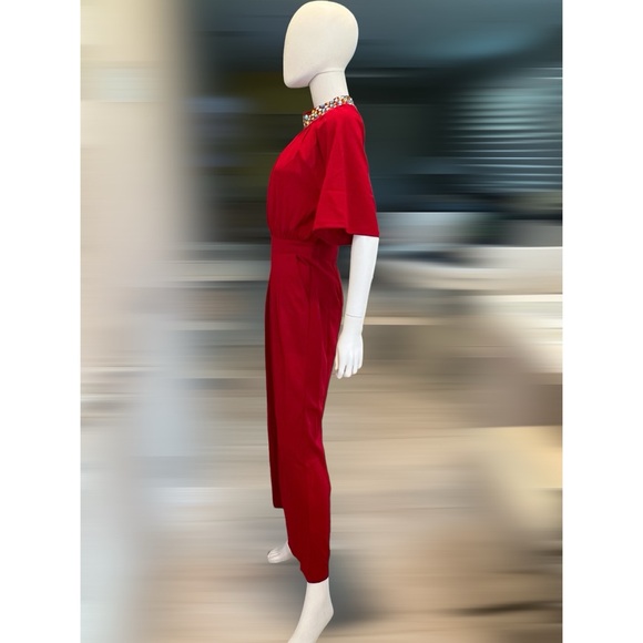 AVAILABLE Gorgeous wine red embellished jumpsuit S M L - Picture 6 of 10